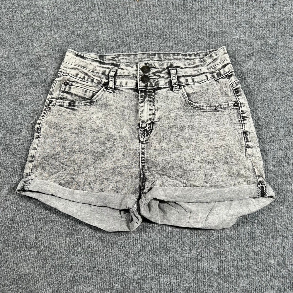 Cotton On Denim Shorts Womens Size 6 Grey Acid Wash High Rise Cuffed Casual